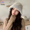 Korean Version Thickened Plush Knitted Hat Women's Autumn and Winter Cold-proof Wool Hat Shows a Small Face, Warm Ear Protection Bucket Hat
