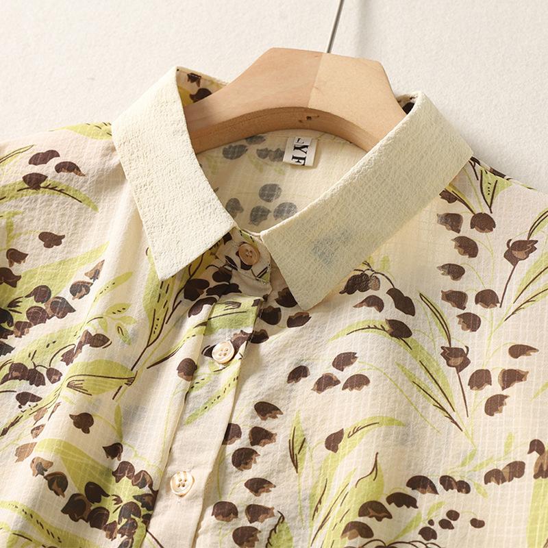 Summer Oversized Loose Casual Printed Shirt Versatile Retro Artistic Short Sleeved Shirt Blouses & Shirts