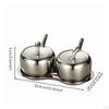 Stainless Steel Seasoning Container Set with Tray DustResistant ThreeCompartment Condiment Holder