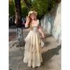 Xiaofei Sleeve Suspender Dress Women's Summer Seaside Vacation Birthday Princess Dress Fluffy Cake Long Skirt