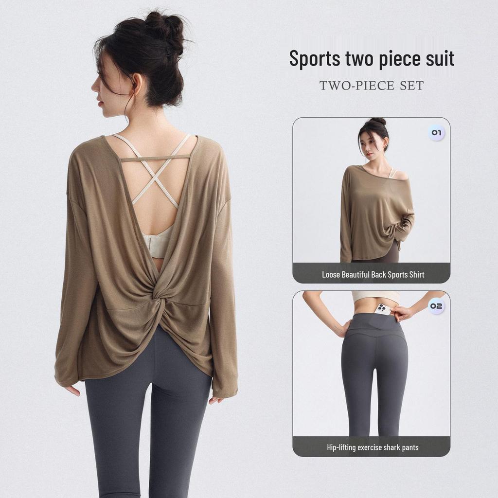 Elegant Women's Yoga Cover-Up Set: Casual Spring Sportswear for Pilates & Fitness