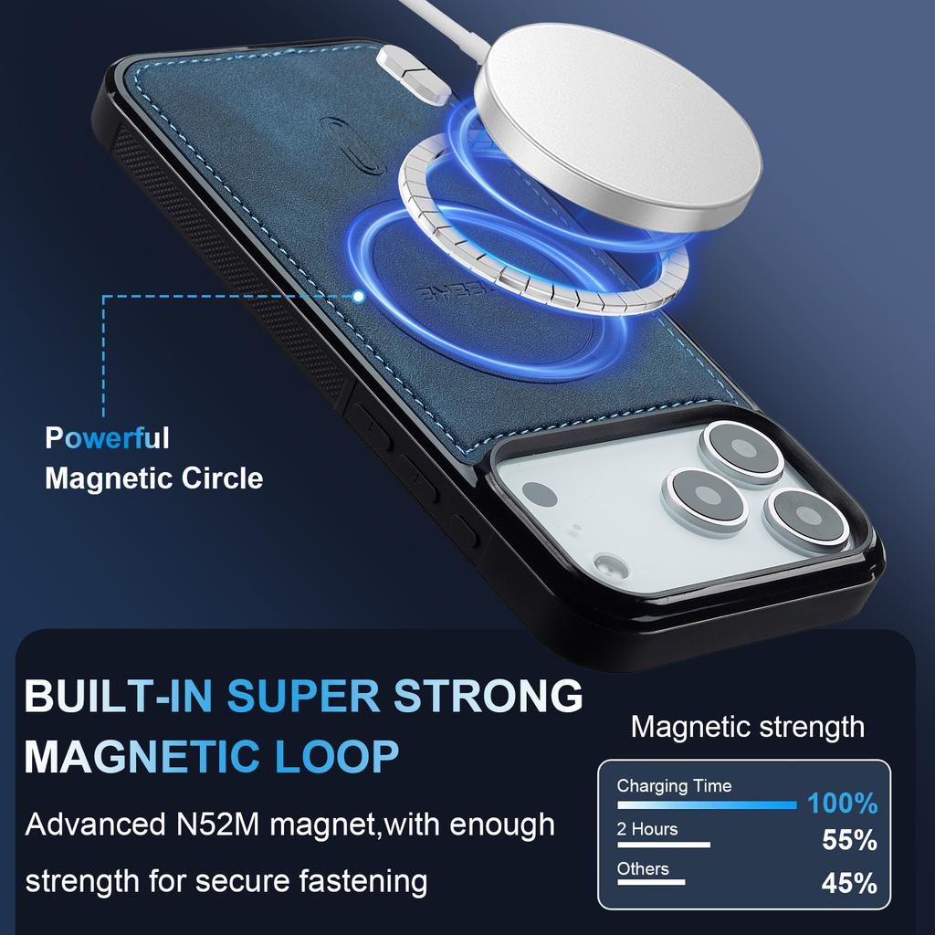 PU Leather Magnetic Phone Case for iPhone 17 16 15 14 13 11 17Pro Pro Max Plus Air 16E Mini MagSafe Wireless Charging Cover