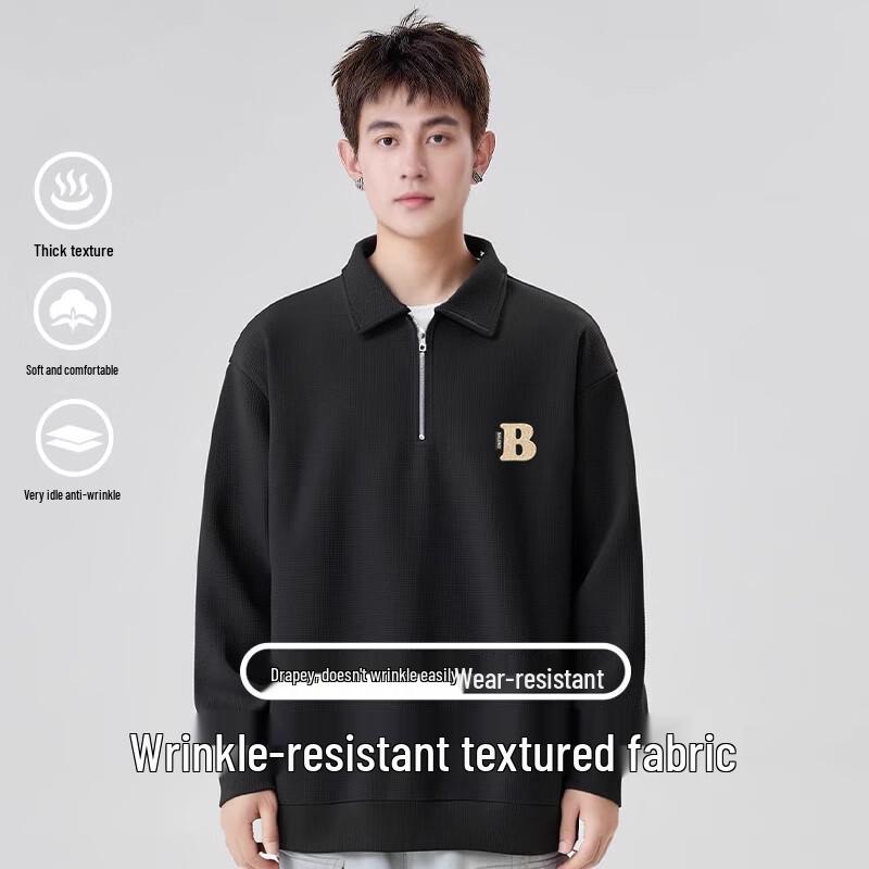 Baleno Men's Heavyweight Waffle Knit Quarter-Zip Polo Sweatshirt