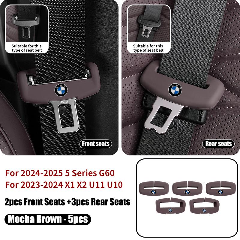 2/5pcs Car Seat Belt Buckle Anti-scratch Protector Cover For BMW 5 Series G60 2024 2025 X1 X2 U11 U10 2023 2024
