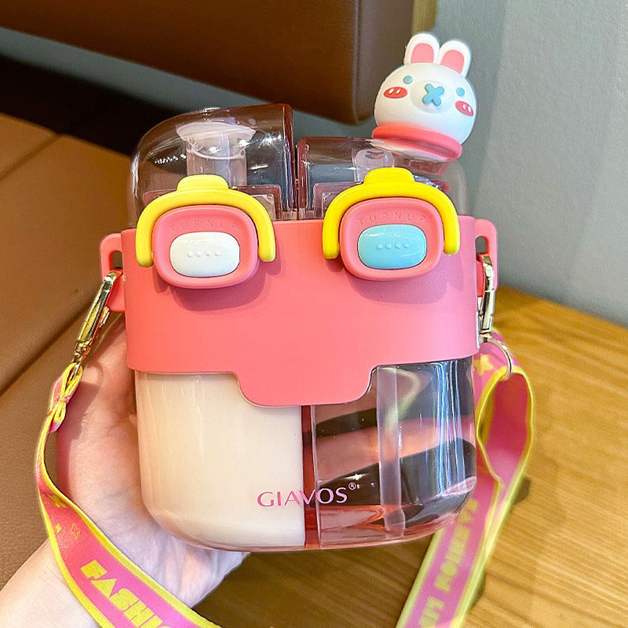 1pc 17.92/26.37oz Portable Leakproof Double Drink Water Bottle with Straw and Strap for School, Sports, and Travel - Stay Hydrated On the Go!