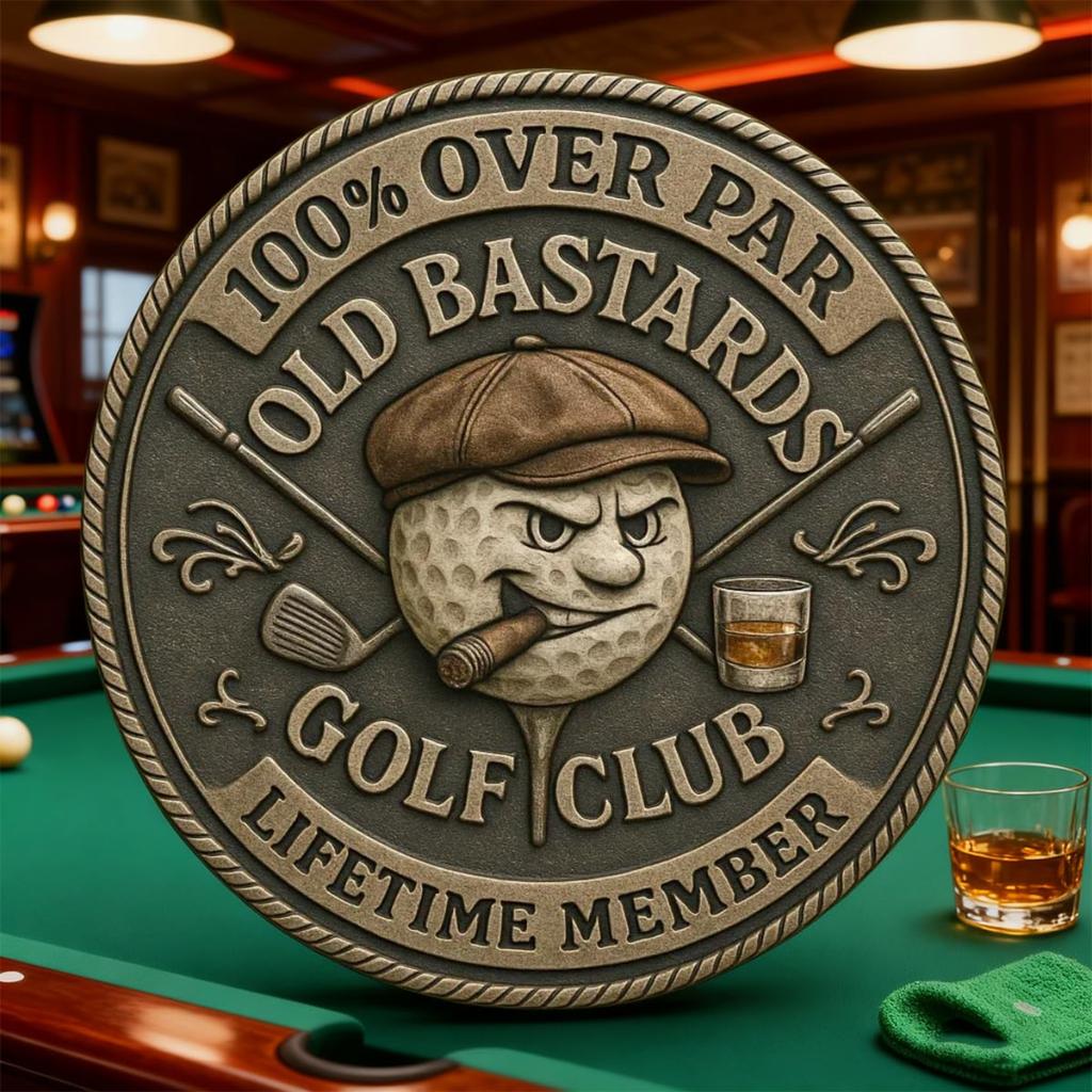 Golf Coin Funny Golf Challenge Coin For Men With Whiskey Design, “Over Par” & “ Member” Inscription Perfect Gift For Golfers, Friends