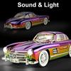 1:24 Scale 300SL 500K Car Toy Model Sound Light Doors Opened Classic Cars Alloy Diecast Shock Absorption Models Kids Presents