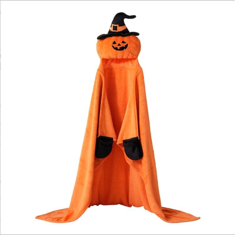 

1pcs Fleece Hooded Pumpkin Costume Halloween Role Play Outfit for Party Games Funny Prank Dress for Adults Kids 210x170cm оранжевый