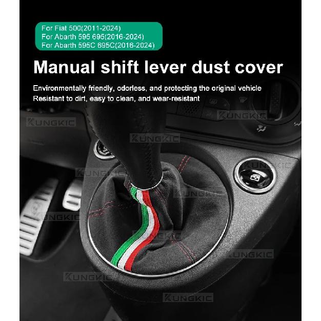 Suede For Fiat 500 2011-2024 Abarth 595 695 2016 2017 2018 2019 2020 2021 2022 2023 2024 Gear Shift Boot Manual Shifter Cover