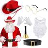 Santa Claus Suit Christmas Santa Hat Gloves Beard Belt Costume Prop Cosplay Party Dress-up Accessories for Holiday Parties