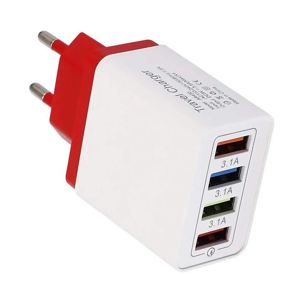 1PCS 5V USB Charger 4 Ports Fast Charging 3.1A Wall Charger For Xiaomi iPhone 15 Samsung US/EU Mobile Phone Plug Travel Charger