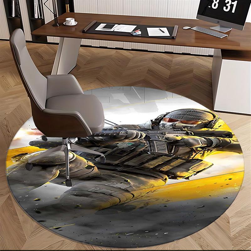 Tactical Soldier,Combat Gear Chair Mat Round Rug Office Carpet, Non Slip, Suitable for Living Rooms, Bedrooms Decor.1205372a