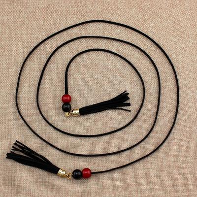 Spring And Summer Women'S Fine Ethnic Style Decorative Strap Knotted Belt Women'S Fringed Bead Accessories Belt