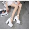 Women Slingback Pumps 15CM High Heel Waterproof Platform Peep Toe Shoes Chunky Block Heel Sandals