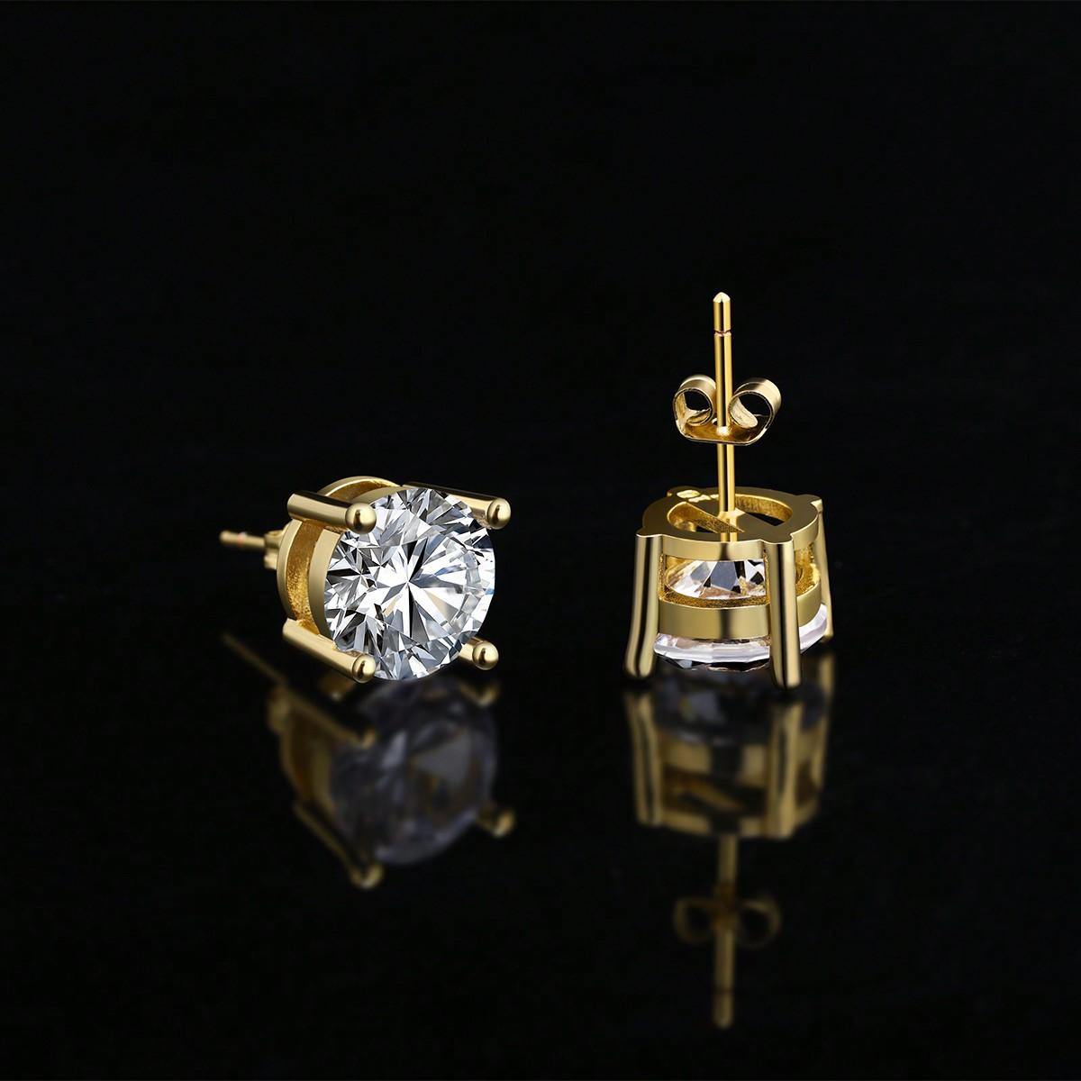 Women Classic Four-claw Zircon Stud Earrings Luxury Fashion Earrings золотой