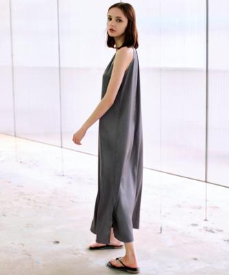 Rank 5 [Nelli] Satin One-Piece [Nelli] Satin Halterneck Dress_Charcoal