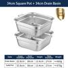 304 Stainless Steel Square Perforated Strainer Flat Bottom with Side Handles Colander for Washing Vegetables Marinating Tray