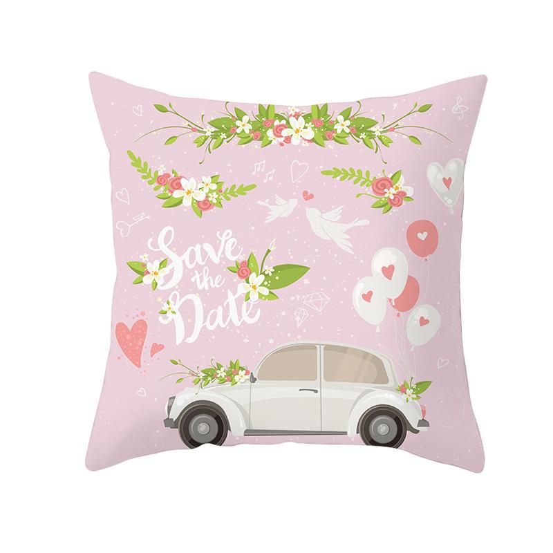 Pink Series Valentine's Day Peach Skin Pillowcase Home Sofa Cushion Cover Square Pillowcase