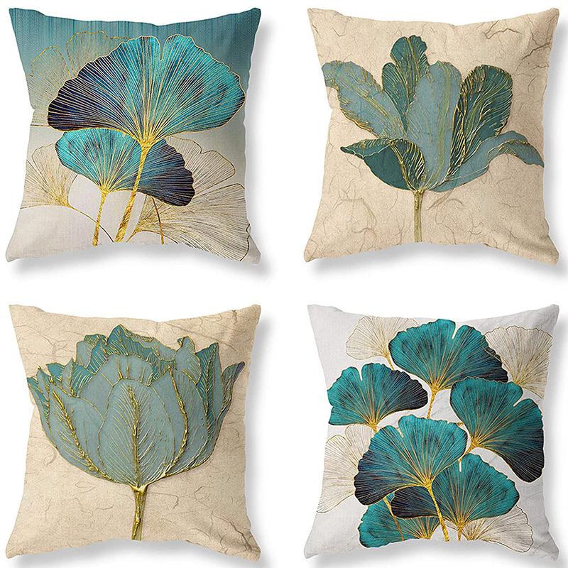 Retro American Plant Floral Print Linen Pillow Case Living Room Sofa Car Pillow Cushion