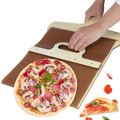 Schiebe-Pizzaschaufel, abnehmbarer Pizzaspatel mit Holzgriff, antihaftbeschichteter Transferschale mit Holzgriff, Backwerkzeug, Küchenhelfer