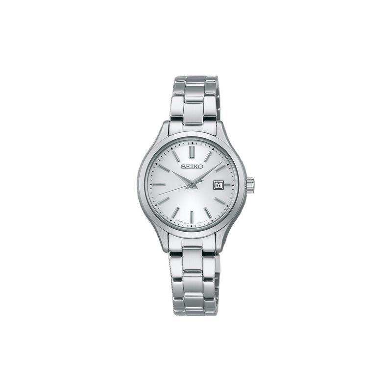 

SEIKO 100 meters waterproof solar Quartz Steel Strap women s watch silver dial STPX093