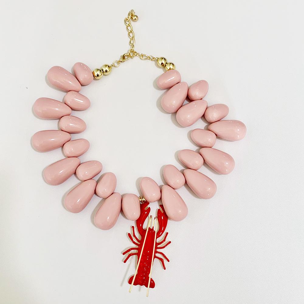 

Fashion New Exaggerated Bohemian Red Lobster Pendant Water Droplet Bead Tide Necklace for Women Party Vacation Jewelry Accessory Other