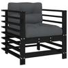 VidaXL Chaises de jardin et coussins lot de 2 noir bois de pin massif 825678