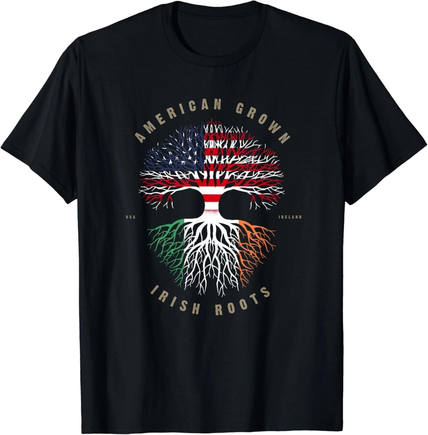 American Grown Irish Roots Ireland Flag Gift Unisex T-Shirt S