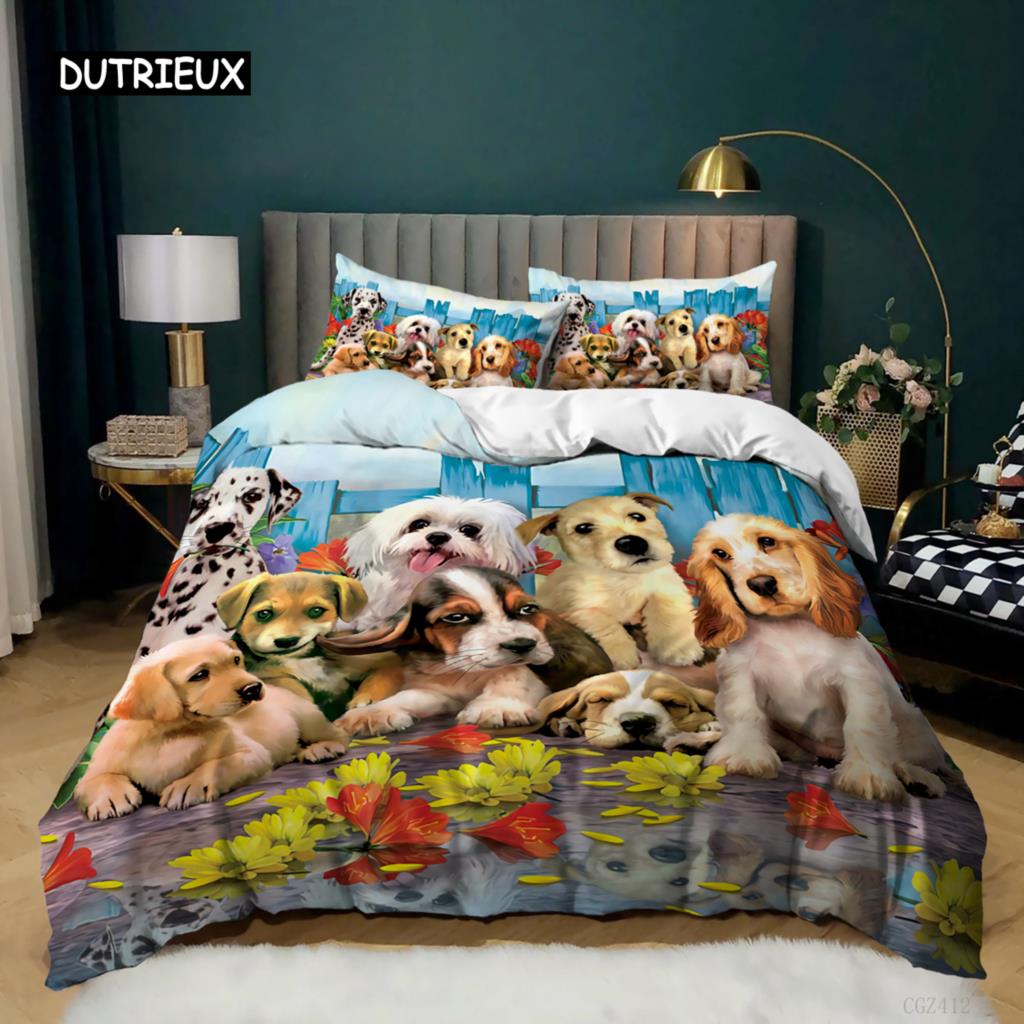 

SkinFriendly Vibrant Double Queen King Dog DJ Puppy Soft Cute Pattern Polyester Size Comforter Quilt Comforter (quilt)-EU Single(135*200cm)3pcs