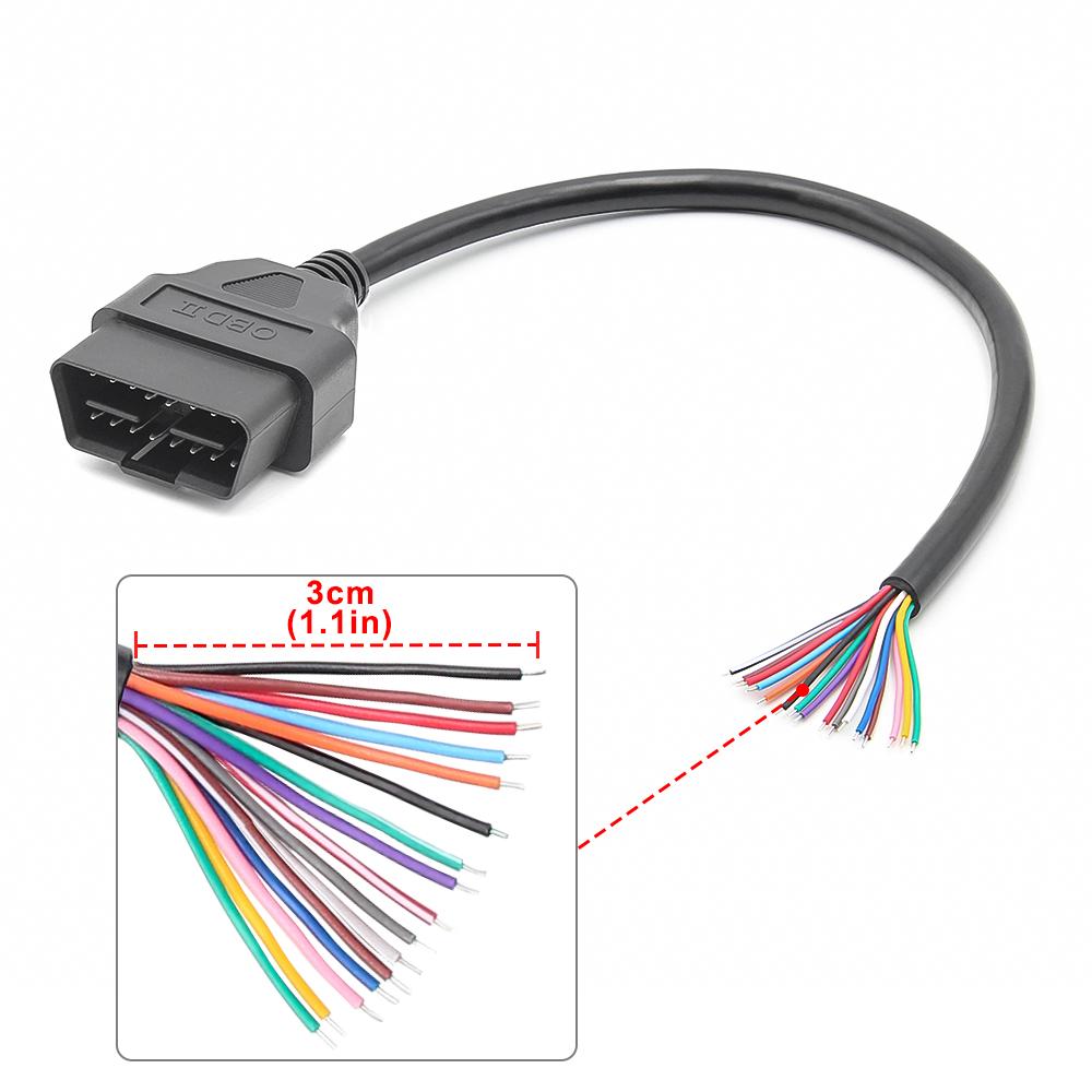 16-pins DIY 30cm OBD2 Auto Verlengsnoer Volledig Vrouwelijk Mannelijk Vrouwelijk Automotive Auto Diagnostisch Gereedschap Scanner OBDII Connector Kabel