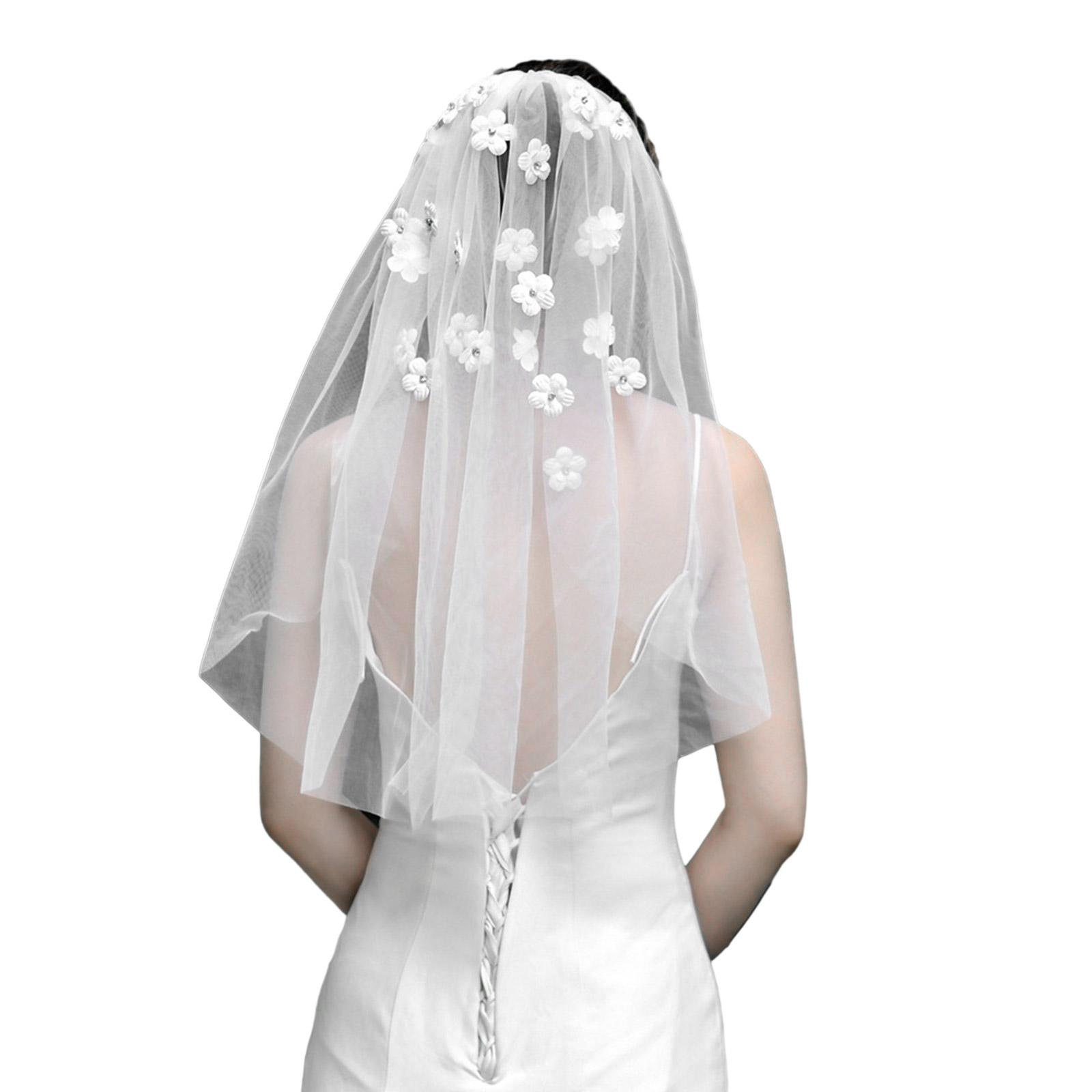 

Фата невесты, хрустальная фата с гребнем для волос, свадебные аксессуары для волос, белая свадебная фата, цветочные стразы, короткая фата 2