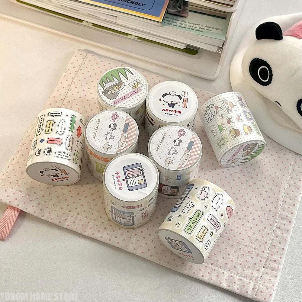 Die-Cut Stickers Cute Doodle Sticker Tapes Kawaii Decorative Sticker Roll Dialog Stamp Deco Scrapbook Journal Decor Supplies