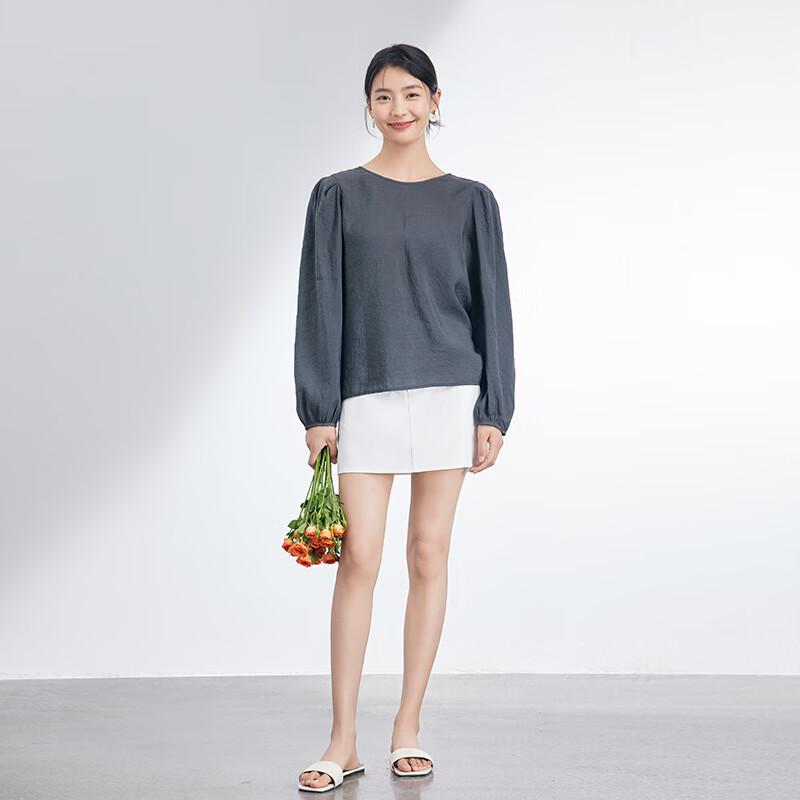 JOY SPEAKER Women's Round Neck Long Sleeve Loose Casual Blouse