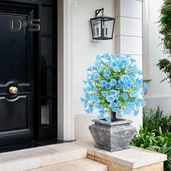 Faux Morning Glory Flowers Artificial Morning Glory Bush with Ground Spike Realistic Fake Greenery Shrubs for Outdoor Indoor Farmhouse Porch Patio