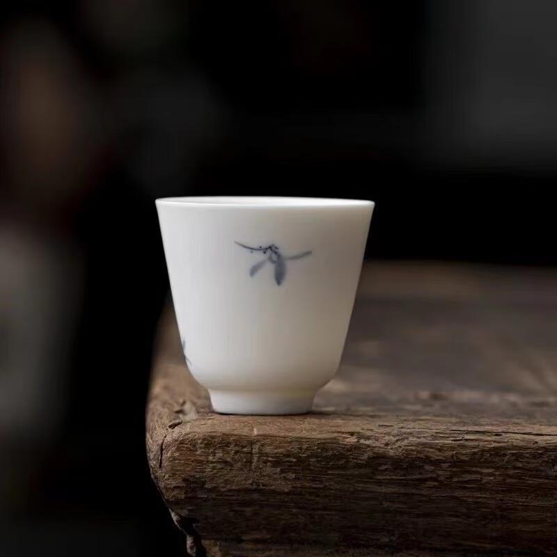 Hand-painted Orchid White Porcelain Teacups