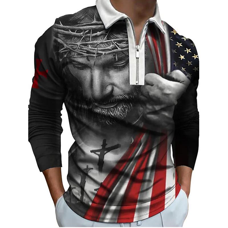 

Рубашки поло мужские с длинным рукавом модные серые с крестовым принтом новые мужские рубашки поло с длинным рукавом на молнии футболка топ