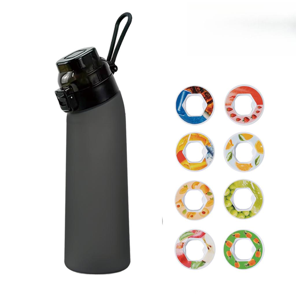 Butelka Sportowa na Powietrze i Wodę 700ml z Kapsułkami 8 Owocowych Smaków Zero Cukru Przenośna Szczelna Kubek ze Słomką Plastikowy na Kemping, Podróż