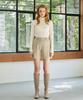 Alikim Classy Herringbone Wool Skirt Pants / Ivory