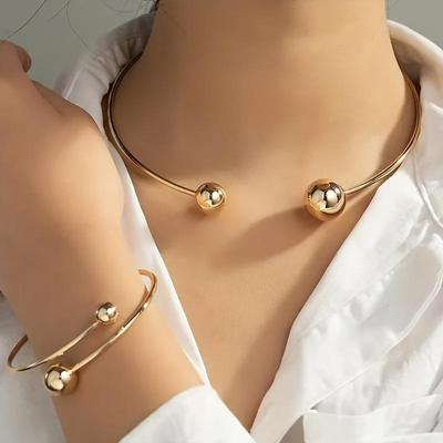 Set Colier Choker Minimalist Geometric Cerc & Inel - Modă Europeană & Americană