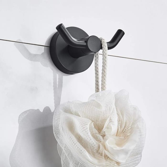 Bathroom Towel Rack Wall Hook for Bathroom Kitchen Black