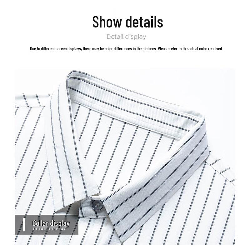 Hengyuanxiang Men's Summer Short Sleeve Striped Business Shirt