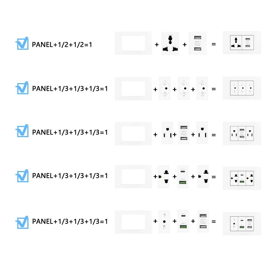 Italien Chile Mexiko USB Smart Typ-c 20W Schnelllade-Wandsteckdose Stecker, Brasilien Elektrischer Lichtschalter Universal-USB-C-Steckdose