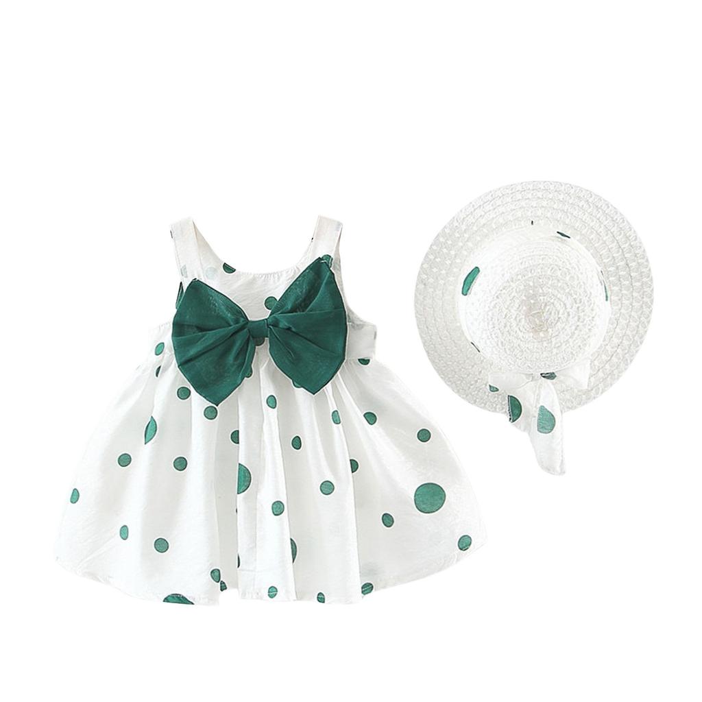 Girls Skirt Dress Sleeveless Summer Princess Party Dress Hat Suit