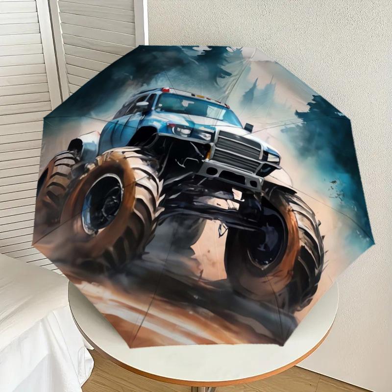 

1pc Monster Truck Adventure Umbrella with Plastic Handle,Suitable for All Seasons Home Travel Outdoor UmbrellaDD626