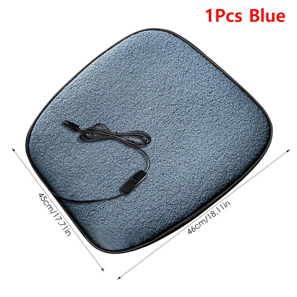 USB Heated Seat Cushion Winter Lambswool Heating Warm Car Seat Cushion For Office Home Use 5V 12W Thermostat Heating Cushion