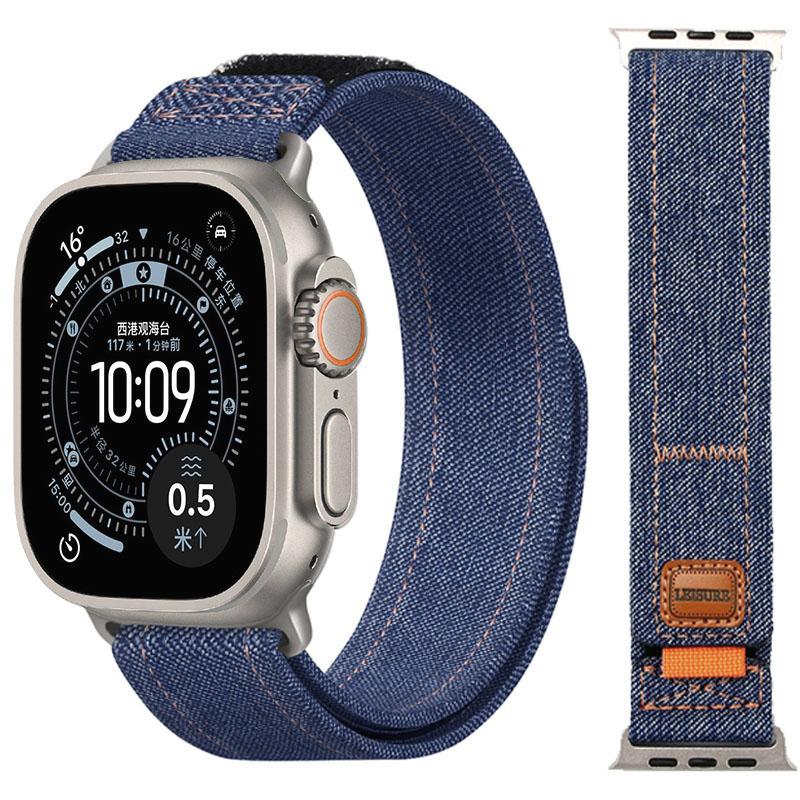 Denim Nylon Band for Apple Watch Ultra 3 2 1 49mm/11 10 46mm 42mm Canvas Wristband iWatch 9 8 7 6 5 SE 3 45mm 44mm 40/41mm Strap