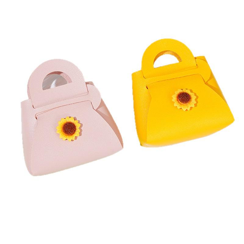 Multicolor Korean PU Leather Mini Wallet, Keychain Charm, and Sunflower Bag
