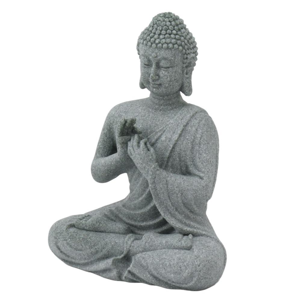 Grey Oriental Stone Carving Ornament Courtyard Sandstone Figurine Fish Tank Interior Scene Craft Blessing