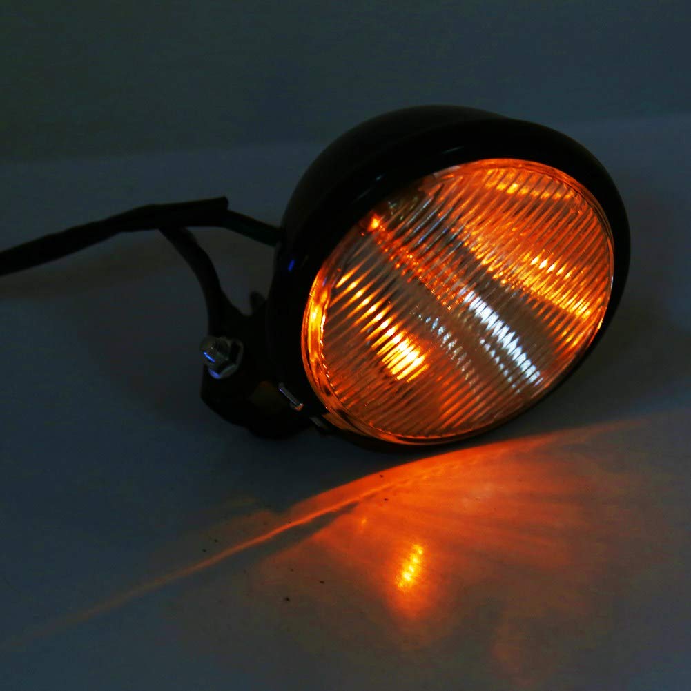 5" LED Motorcycle Headlight Universal Round Headlight Bulb for Kawasaki Honda Suzuki Chopper (Yellow)