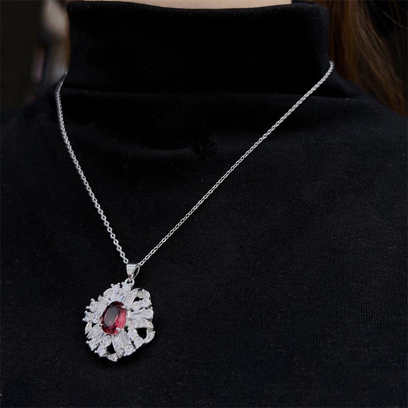 Exquisite Pigeon Blood Ruby Jewelry Set: Ring, Earrings, Necklace for Women s Versatile Fashion.